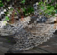 Weaving Woven Basket with Leather Handle - Pubs Sydney